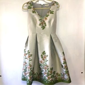 MAX Studio Cocktail Green Pink Jacquard Dress Retro Vintage Vibes size S👗 Prom